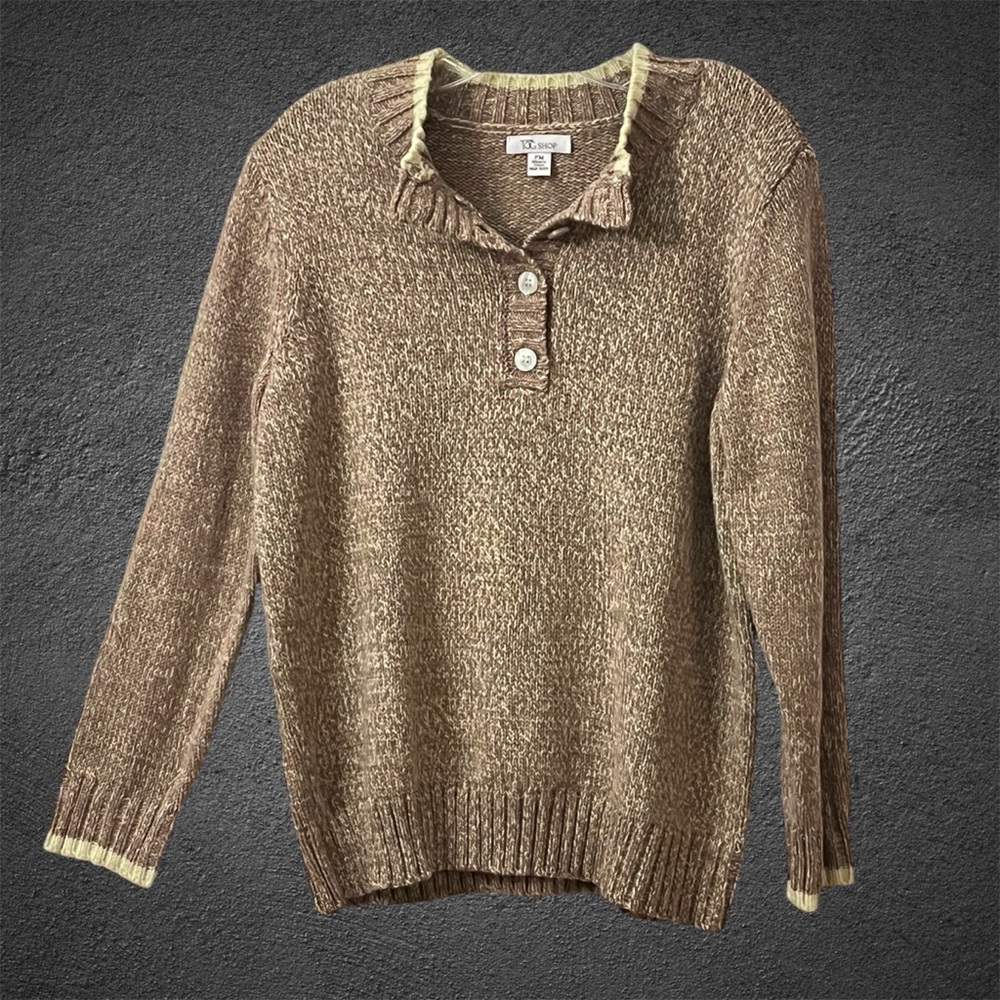 Preppy Marled Knit Multicolor Cottagecore Hamptons Sandy-Beach Bonfire Sweater